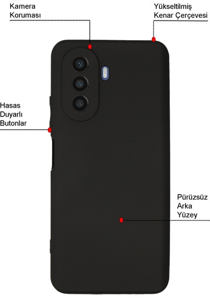 Huawei Nova Y70 ile Uyumlu Kapak Kamera Korumalı Soft Silikon Kılıf fiyatları