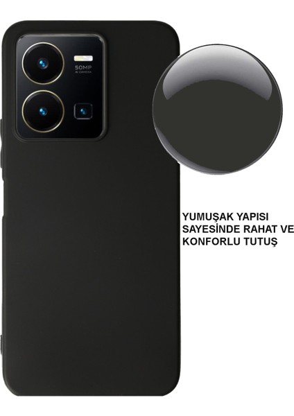 Vivo Y35 ile Uyumlu Kapak Mat Siyah Soft Silikon Kılıf