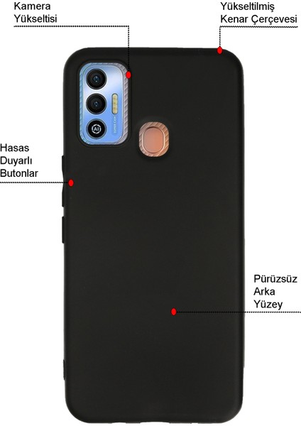 Tecno Spark 7t ile Uyumlu Kapak Mat Siyah Yumuşak Silikon Kılıf