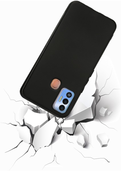 Tecno Spark 7t ile Uyumlu Kapak Mat Siyah Yumuşak Silikon Kılıf