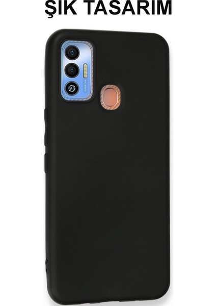 Tecno Spark 7t ile Uyumlu Kapak Mat Siyah Yumuşak Silikon Kılıf