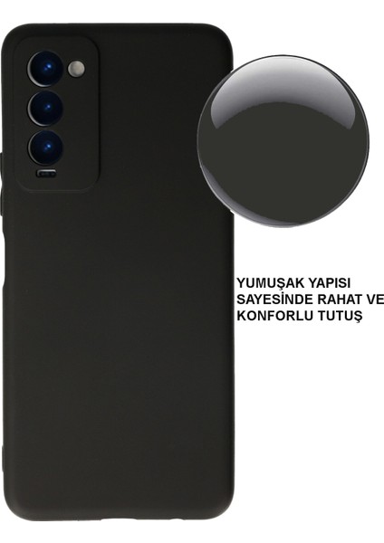 Tecno Camon 18P ile Uyumlu Kapak Kamera Korumalı Mat Siyah Yumuşak Silikon Kılıf