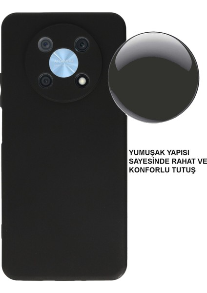 Huawei Nova Y90 ile Uyumlu Kapak Kamera Korumalı Mat Siyah Yumuşak Silikon Kılıf