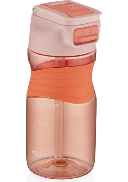 450 ml Tritan Silikon Pipetli Spor ve Çocuk Genç Yetişkin Matara - Turuncu