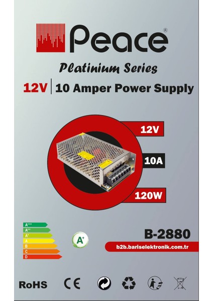 B2880 220 Volt 12 Volt 10 Amper Metal Kasa Adaptör