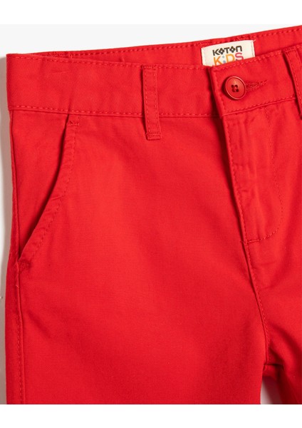 Bermuda Şort Basic Chino Cepli Pamuklu Beli Ayarlanabilir Lastikli modelleri