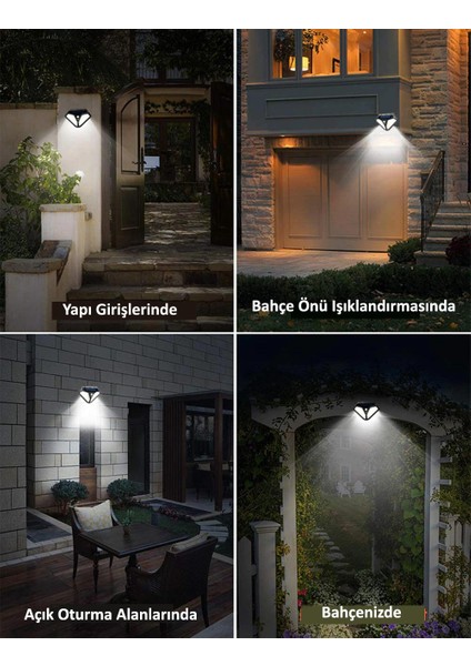 4 Adet Solar 102 Ledli Modlu Bahçe Aydınlatması Güneş Enerjili Hareket Sensörlü Lamba