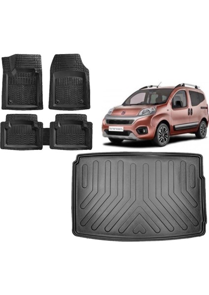 Team Car Fiat Fiorino 2012 Model Halı Zemin 3D Bagaj Havuzu+3d Havuzlu Paspas