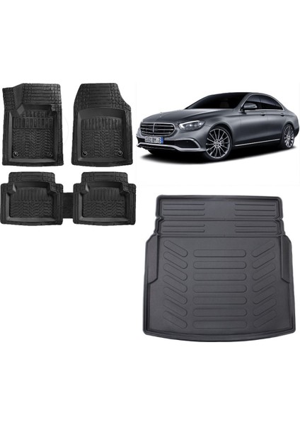 Team Car Mercedes E Serisi W213 2018 Model Rampalı 3D Bagaj Havuzu+3d Havuzlu Paspas