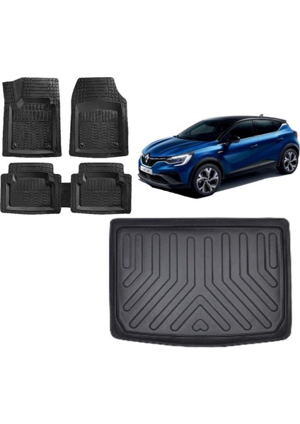 Team Car Renault Captur 2020 Model Alt Kademe 3D Bagaj Havuzu+3d Havuzlu Paspas