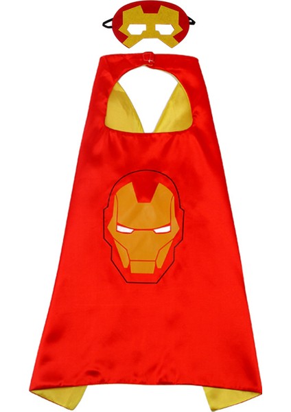 Demir Adam Iron Man Avengers Pelerin + Maske Kostüm Seti 70X70 cm