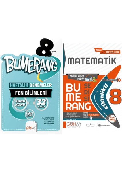 8. Sınıf 32 Haftalık Bumerang Fen Bilimleri Deneme + Bumerang Mat Etkinlikli Akıllı