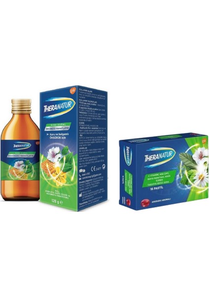 Bitkisel Şurup 128 gr + Theranatur 16 Pastil - Ahududu