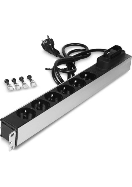19&quot; 1u 6'lı Schuko Kabinet Grup Prizi (PDU)-16A Sigortalı fiyatları