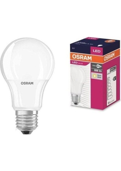 Ledvance Osram 10'lu Paket 8,5 Watt E-27 2700 Kelvin Günışığı LED Ev Ampulü