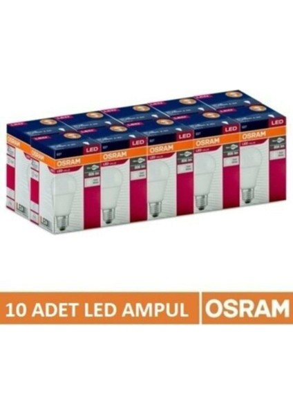 Ledvance Osram 10'lu Paket 8,5 Watt E-27 2700 Kelvin Günışığı LED Ev Ampulü