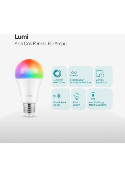 Lumi Akıllı Çok Renkli LED Wi-Fi Akıllı Ampul