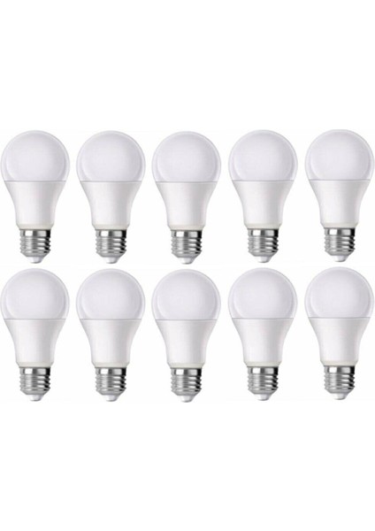 LED - 9W - Beyaz - E27 - 10LU - Tasarruflu LED Ampul E27 Duy 6500K Yerli Üretim