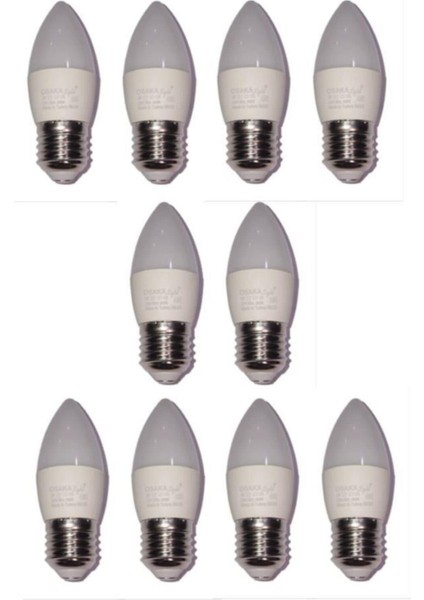 6W LED Ampul E-27 Duylu Beyaz Işık 10 Adet