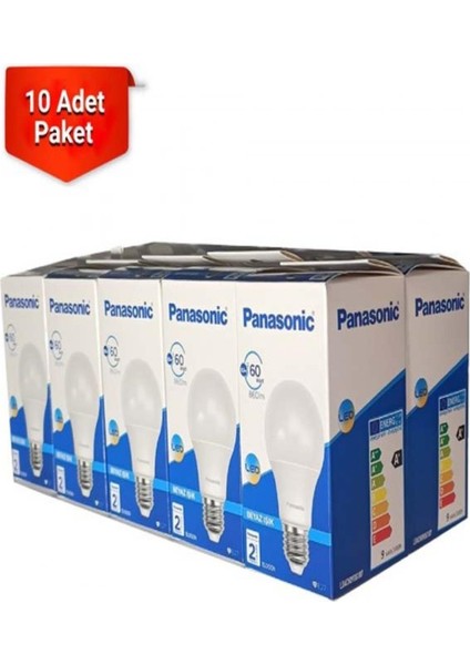 Panasonic E27 LED Ampul 8,5W 60W 860LM 6500K Beyaz - 10'lu Paket