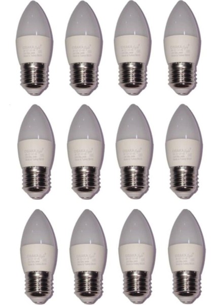 6W LED Ampul E-27 Duylu Beyaz Işık 12 Adet