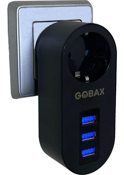 Termal Akım Korumalı Akıllı Priz 3xusb Li, Çocuk Korumalı, LED Işıklı, Yüksek Isıya Da Lı, GOBAX3LÜ