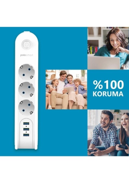 Smarts MP09 Termal Akım Korumalı Uzatma Kablosu 2m