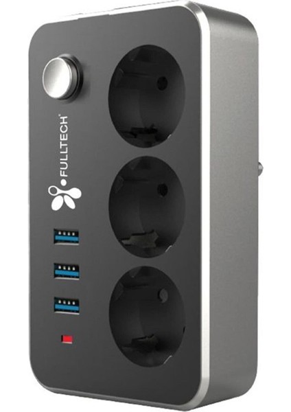 Isıya Da Lı 2 Metre Kablolu Termal Akım Korumalı 3'lü Priz 3 Usb'li