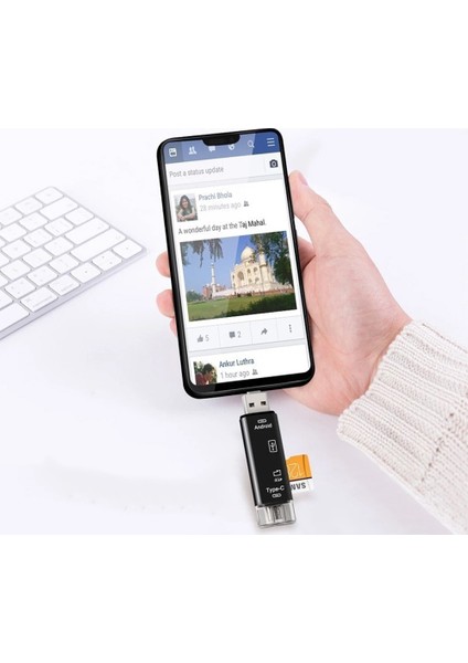 5in1 Telefon ve Bilgisayar USB Type C Micro Kart Okuyucu Otg Beyaz indirimleri