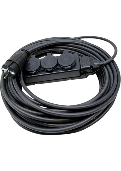 Sas Kablo Ka Başlıklı 10 Metre Siyah Uzatma Kablosu 3x2,5 mm