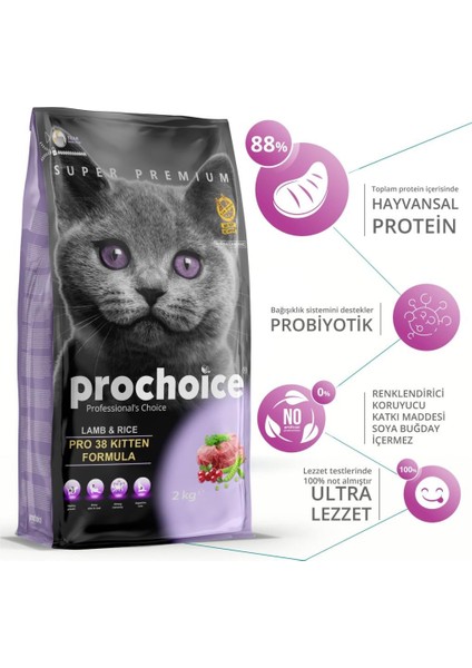 Pro 38 Kitten Kuzu Etli Yavru Kedi Maması 2 kg