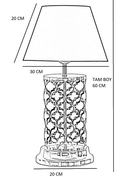 Vinner Laser 5701 Krom Kaplama Metal Abajur - Yaprak Desenli