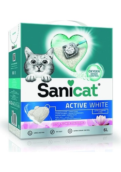 Active White Süper Topaklanan Kedi Kumu Lotus Çiçeği Kokulu 6 Lt