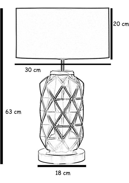 Vinner Diamond Eskitme Detaylı Siyah Seramik Abajur - Yaprak Desenli