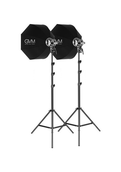 P80S-2D 80W Softbox'lı Spot LED Işık 2'li Set