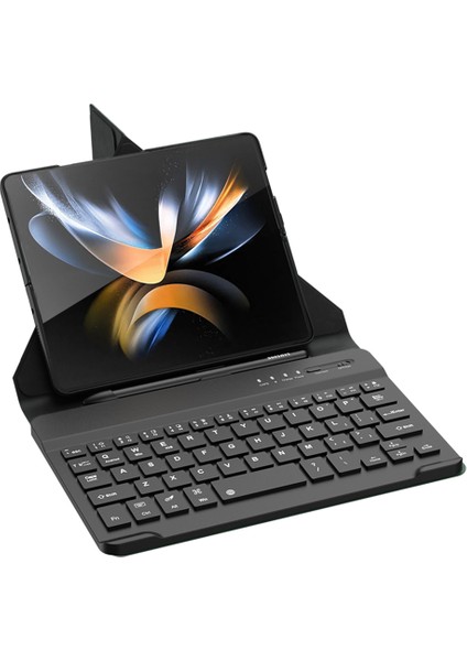 Galaxy Z Fold 4 Kılıf Standlı Bluetooth Klavyeli Kıpta Keyboard Set Kılıf