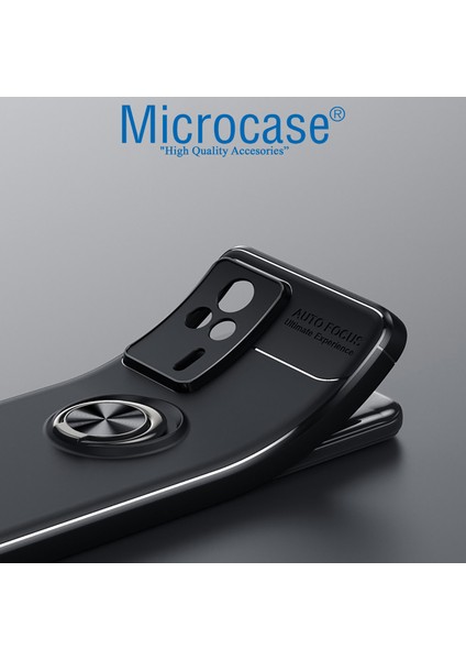 Xiaomi Redmi K60E Focus Serisi Yüzük Standlı Silikon Kılıf - Siyah AL3363 modelleri