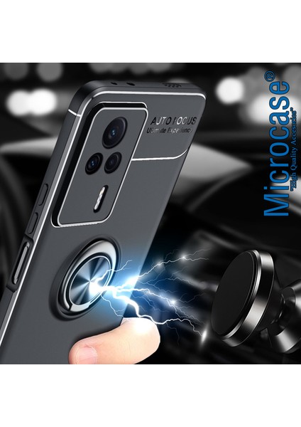 Xiaomi Redmi K60E Focus Serisi Yüzük Standlı Silikon Kılıf - Siyah AL3363 indirimleri