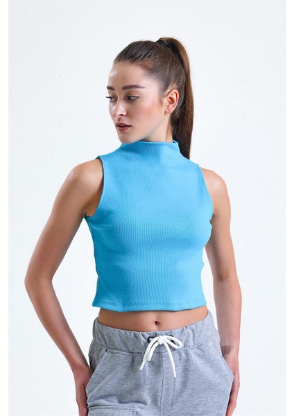 Turkuaz Yarım Balıkçı Yaka Kolsuz Kaşkorse Örme Body modelleri