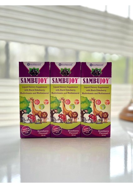 Sambujoy Multivitamin ve Multimineral İçeren Çilek Aromalı Sıvı Takviye Edici Gıda 3'lü fırsatları
