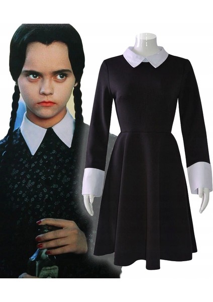 Addams Family Wednesday Kız Çocuk Kostümü