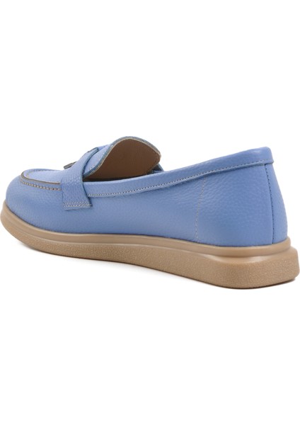 23164 Bebe-Mavisi Hakiki Deri Kadın Loafer Ayakkabı
