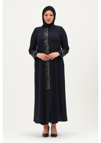 Tuana Büyük Beden Tesettür Kadın Taşlı Petek Abiye Ferace