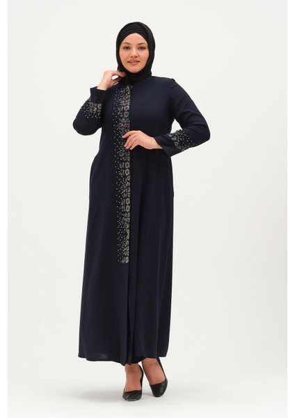 Tuana Büyük Beden Tesettür Kadın Taşlı Petek Abiye Ferace modelleri