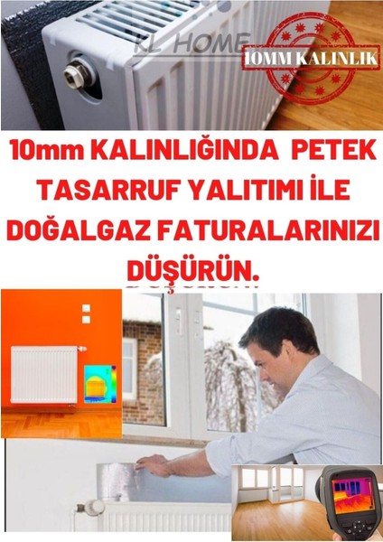 Kl Home 4 Adet 10MM Kalınlık Tasarruf Için Kalorifer Petek Arkası Isı Yalıtım Levhası-Doğalgaz Faturan Düşür