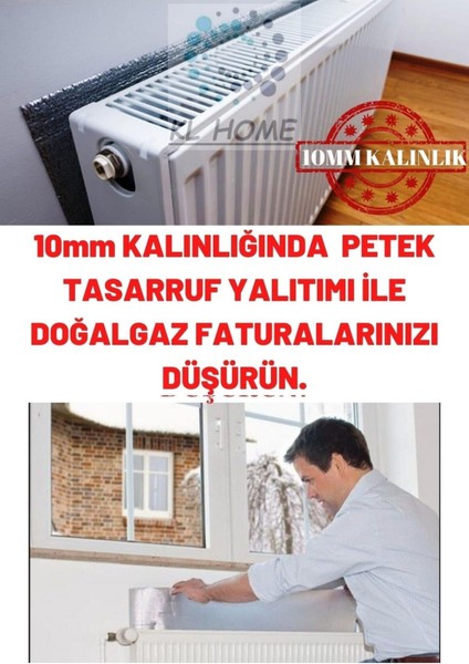 Kl Home 4 Adet 10MM Kalınlık Tasarruf Için Kalorifer Petek Arkası Isı Yalıtım Levhası-Doğalgaz Faturan Düşür