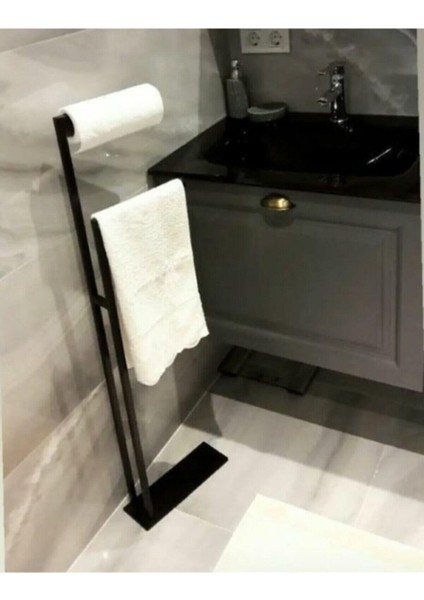 Siyah Ferforje Havluluk Devrilmez Sağlam Şık Kullanışlı Banyolarınıza Şıklık Katar fiyatları