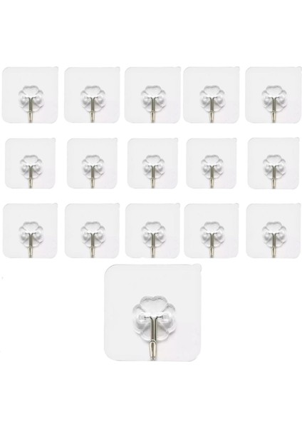 Kendinden Yapışkanlı 15 Adet Askı Şeffaf Banyo Mutfak Havlu Askısı Tekli Askı 6*6 cm