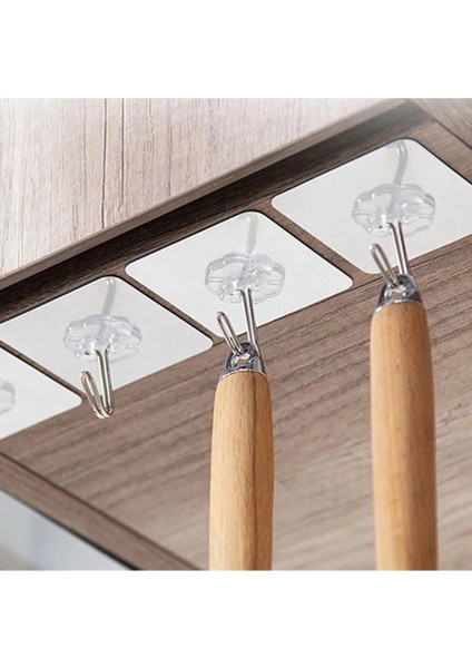 Kendinden Yapışkanlı 15 Adet Askı Şeffaf Banyo Mutfak Havlu Askısı Tekli Askı 6*6 cm