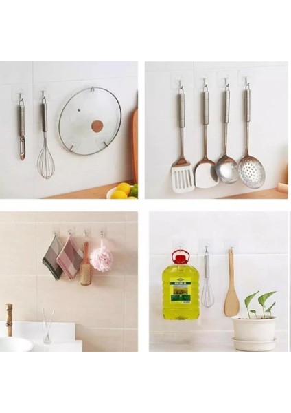 Kendinden Yapışkanlı 15 Adet Askı Şeffaf Banyo Mutfak Havlu Askısı Tekli Askı 6*6 cm